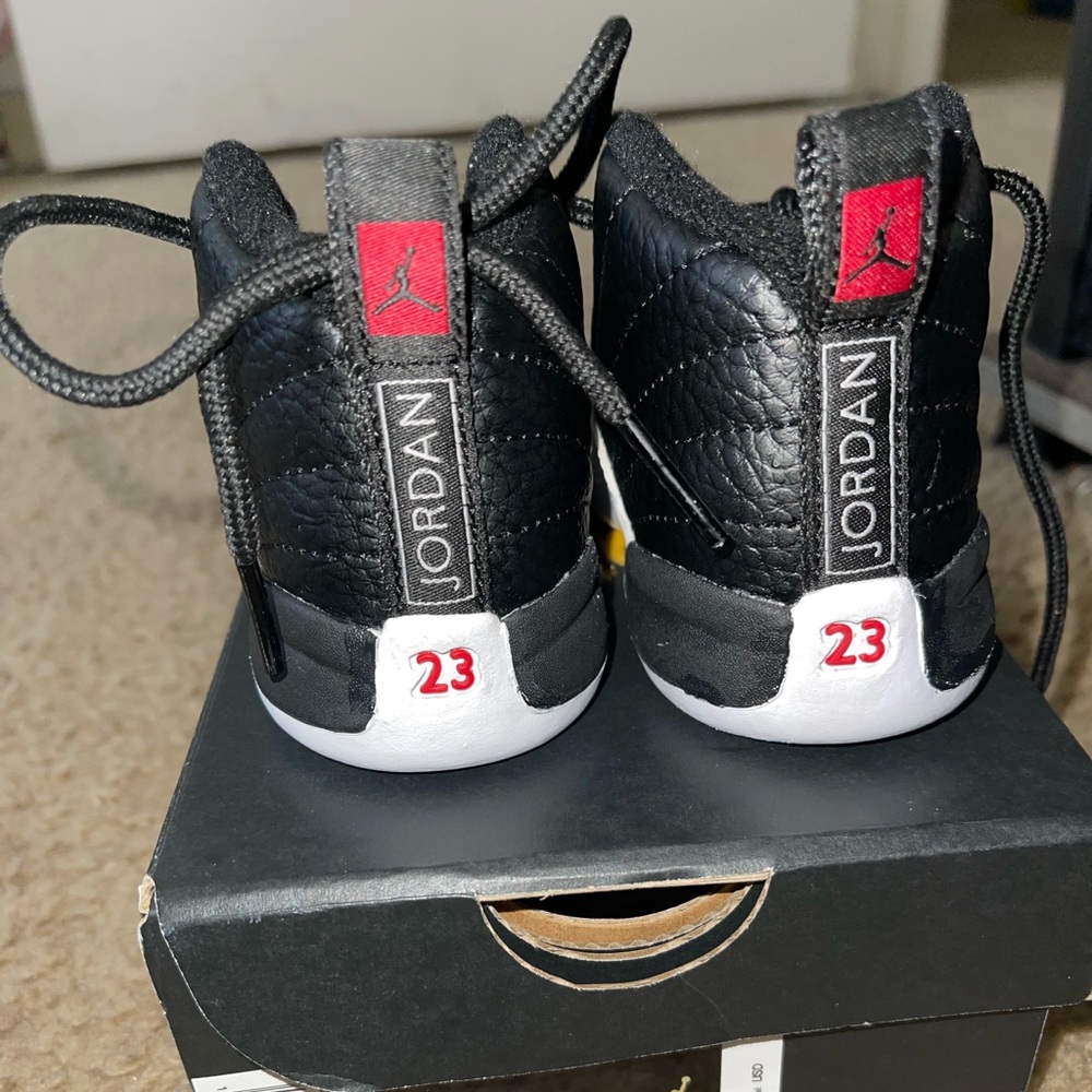 Toddler Black and White Jordan 12’s